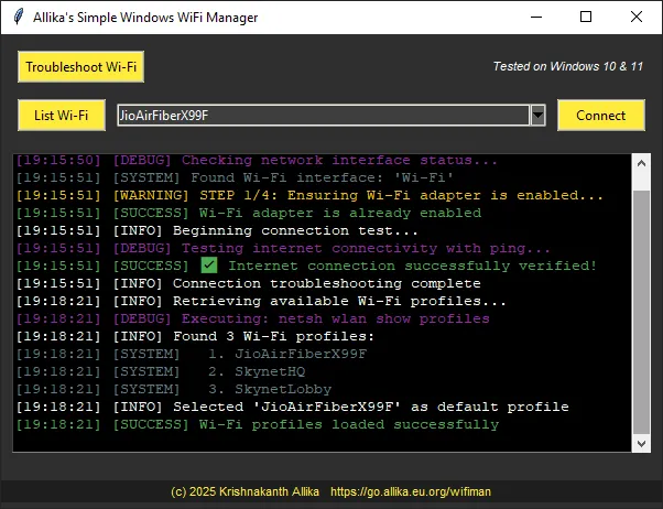 Screenshot of WiFiMan
